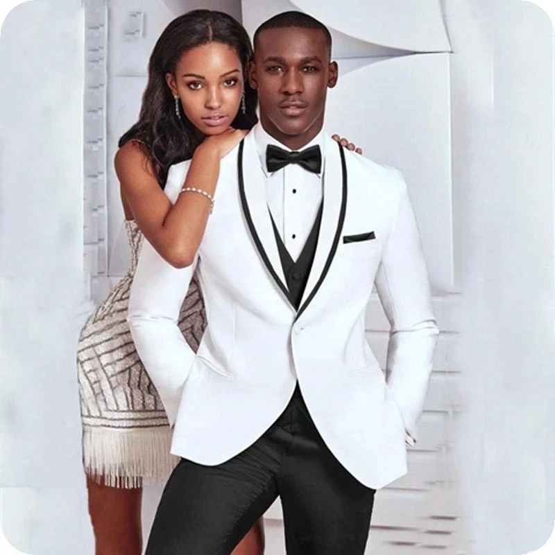 Men'S Grooming Company - Groom White and Black vest Wedding