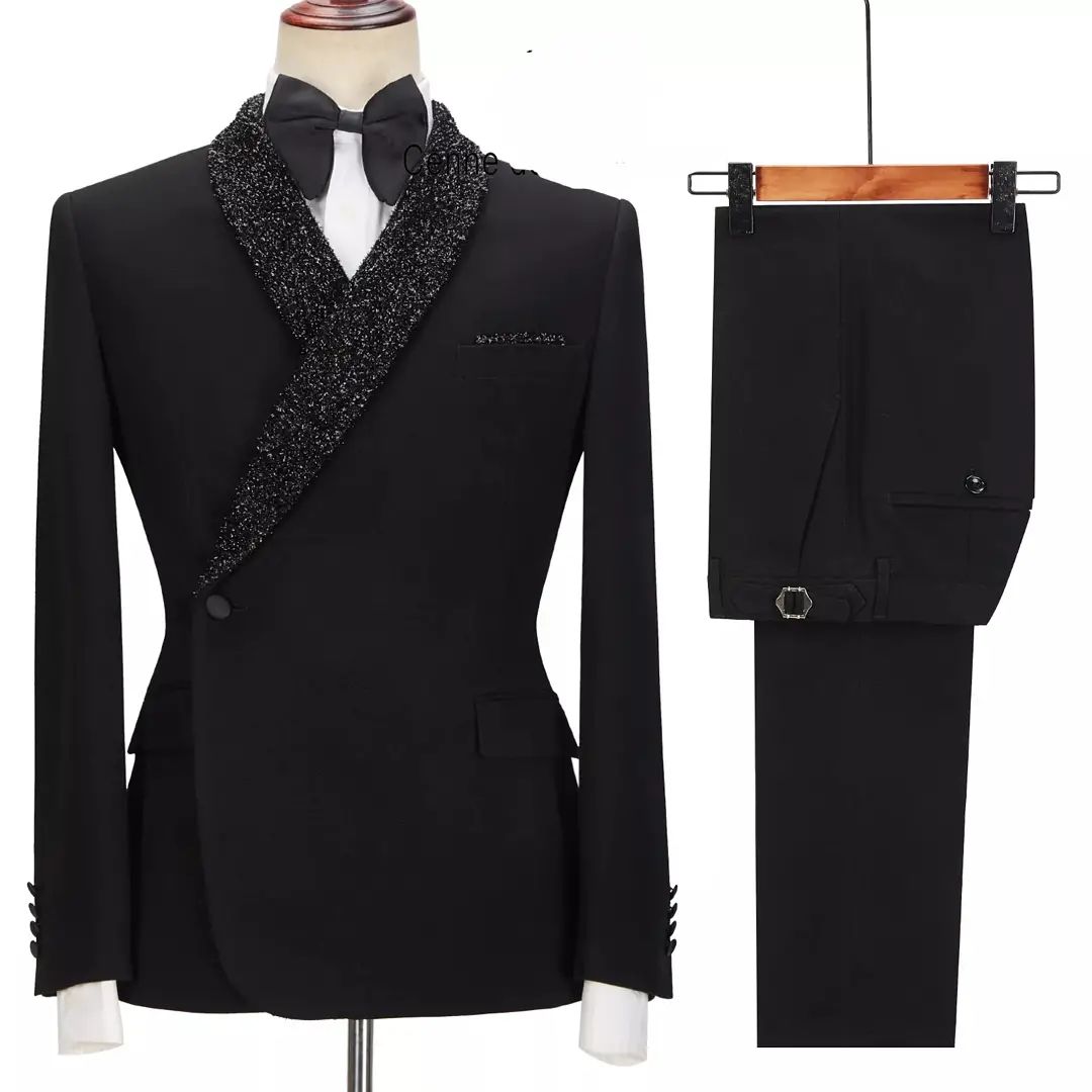 Navy Blue Men Suits Set 2 Piec - Mens Grooming Kit Luxury 评论和价格